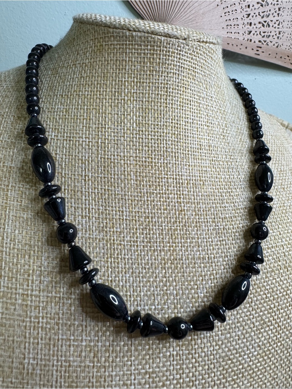 Black Beaded Women’s Necklace - Classic Strand
